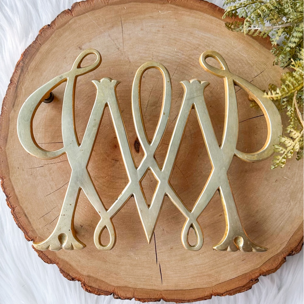 William & Mary Cypher Trivet Solid Brass Williamsburg VA Metalcrafters CW10-11